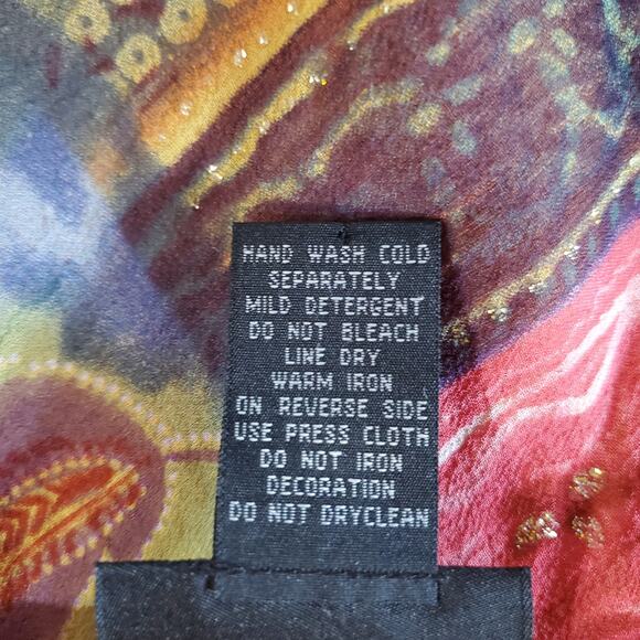 Vtg Avenue 100% Silk Embellished Sequin Tunic Blouse Plus Size 22/24 Boho Artsy - Picture 10 of 12